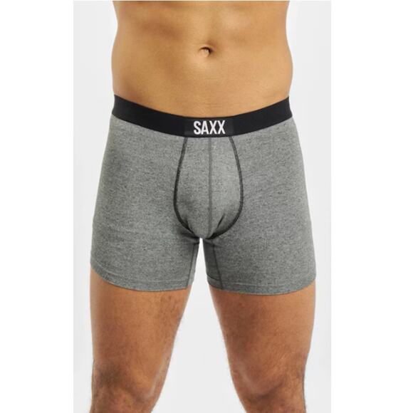 SAXX Men's Gray Ultra Soft Boxer Brief Built-In Pouch Support Size M Pack of 2 - Picture 1 of 12